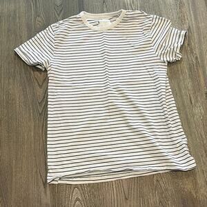Denim & Flower by Ricky Singh T-Shirt Short Sleeve Striped White Black Size M
